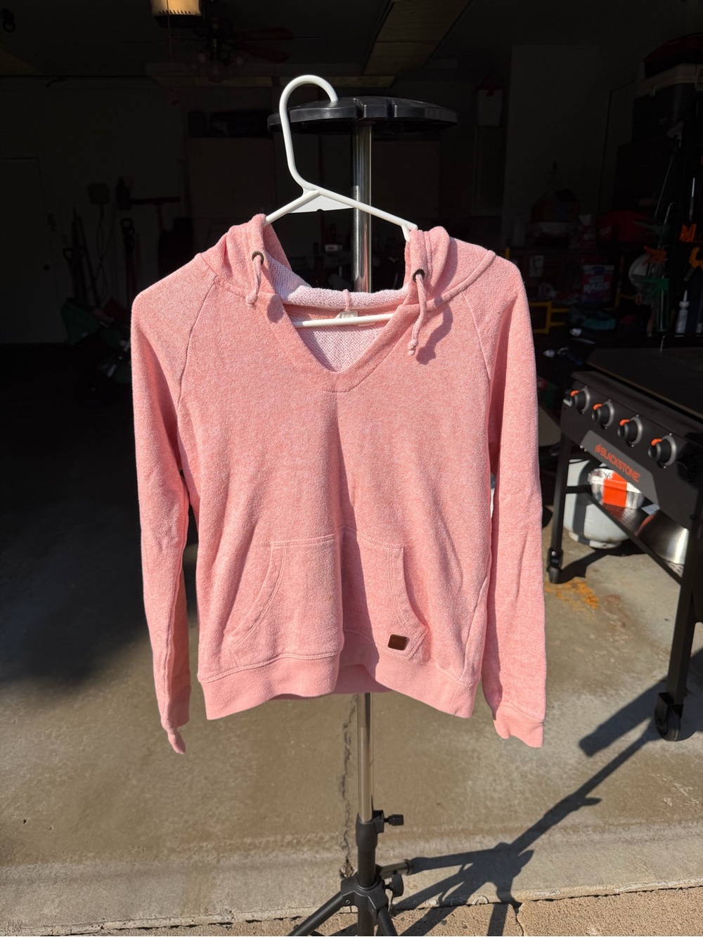 ROXY Women’s Pink Cotton/Poly Knit Logo Pullover Hoodie w/ Pockets M